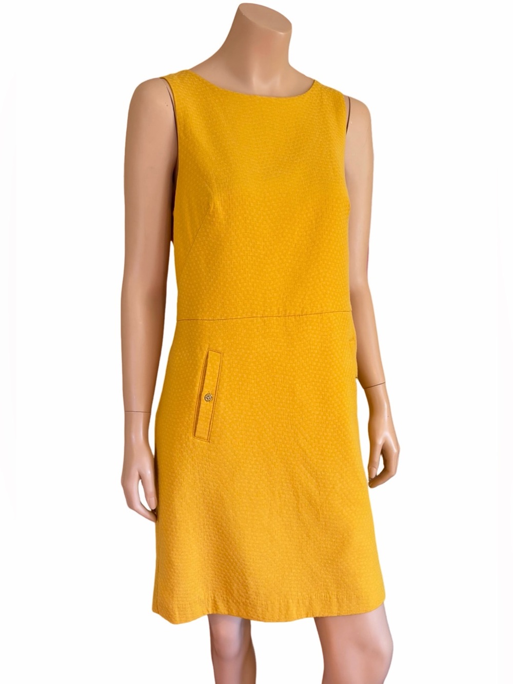 Banana Republic Mustard Yellow Textured A-Line Dress Size 10